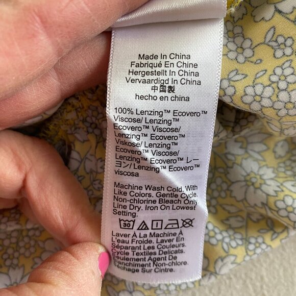 J Crew yellow floral peasant dress Womens Extra Small ruffle pockets bohemian - Picture 12 of 14